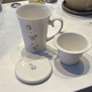 Teavana White‎ and Gray Mug with Lid